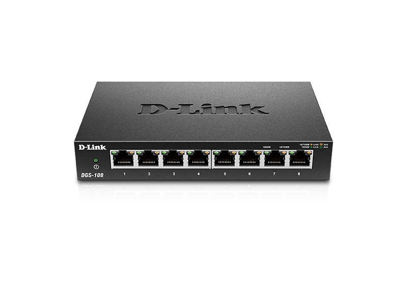 D-Link DGS-108 8-Port Gigabit Desktop Switch Metal Housing