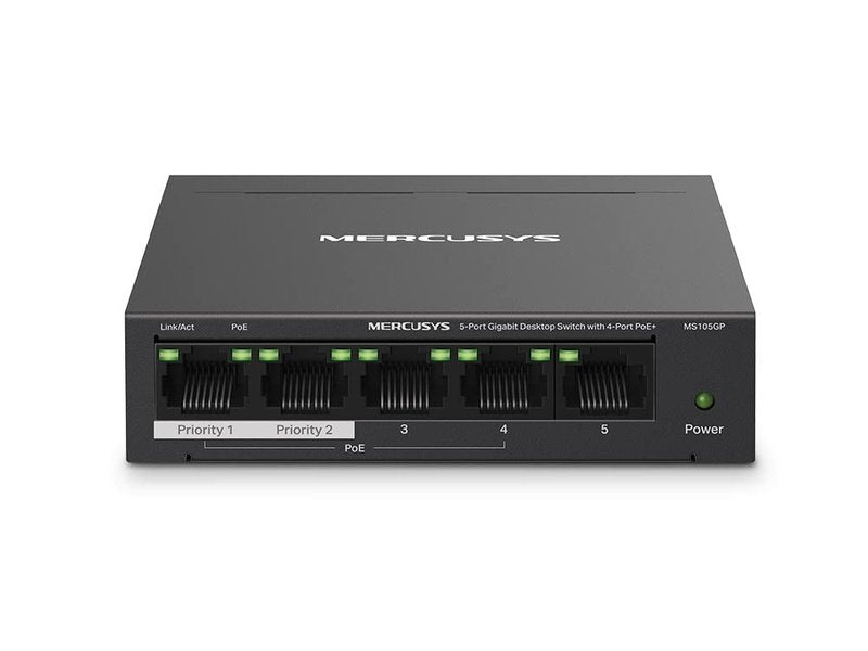 Mercusys MS105GP 4-Port PoE+ 65W Gigabit Desktop Switch with RJ45