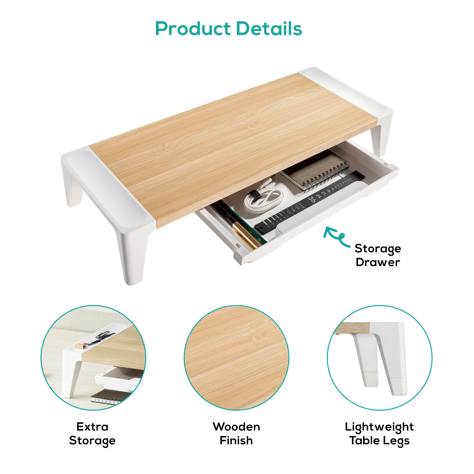 mbeat activiva Ergolife Monitor Stand Riser with Storage Drawer