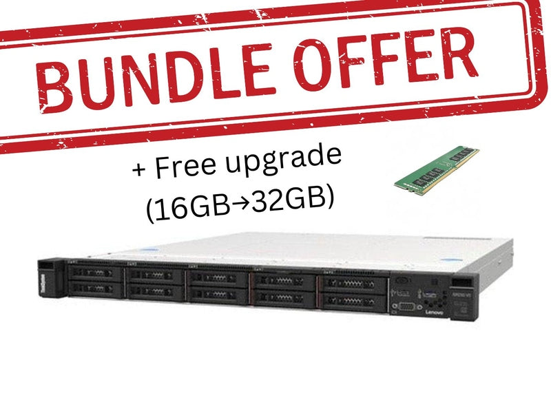 **Bundle deal** Lenovo ThinkSystem SR250 V2 Rack Server Xeon E-2378G 32GB Upgraded from 16GB 8-bay 2.5" 450W 3YR