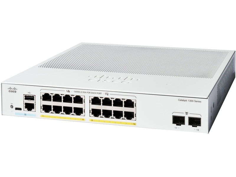 Cisco Catalyst 1300 16-port GE Full PoE 2x1G SFP Switch