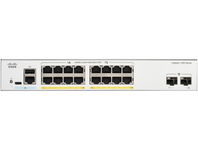 Cisco Catalyst 1300 16-port GE Full PoE 2x1G SFP Switch