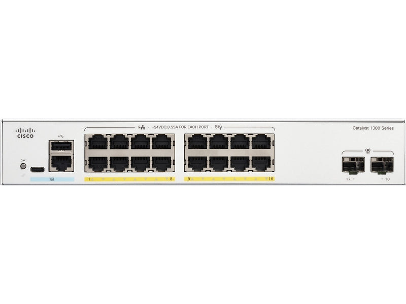 Cisco Catalyst 1300 16-port GE PoE 2x1G SFP Switch