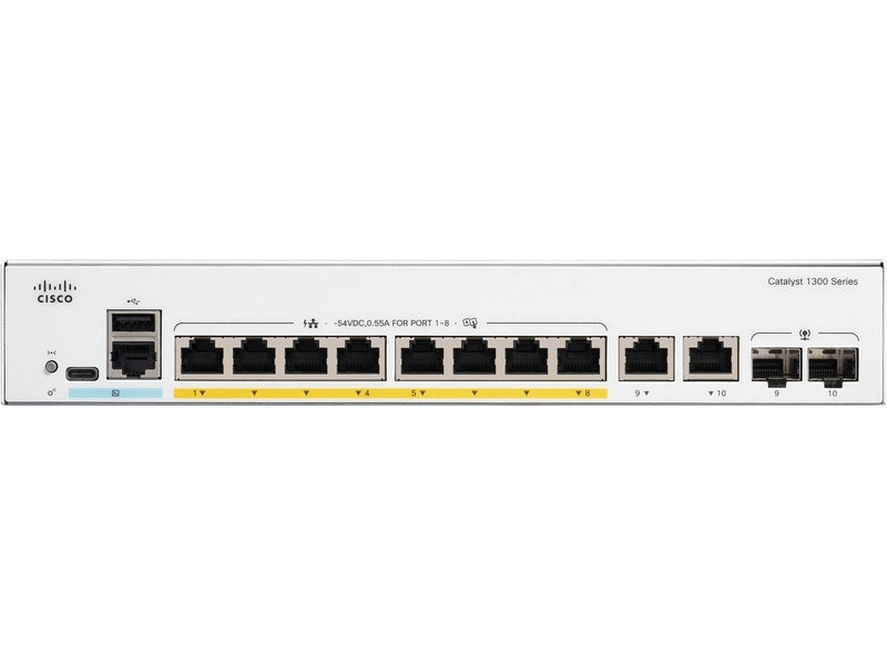 Cisco Catalyst 1300 8-port GE PoE Ext PS 2x1G Combo Switch