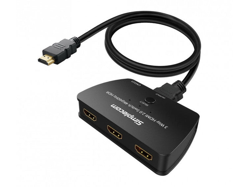 Simplecom CM323 3 Way HDMI 2.0 Switch 3 IN 1 OUT Ultra HD 4K 60Hz HDR HDCP 2.2