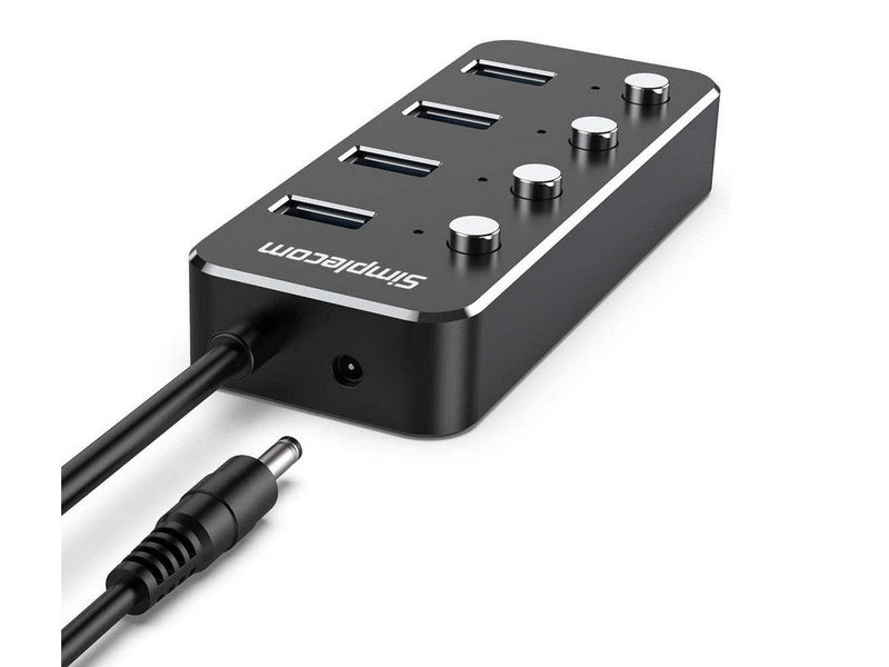 Simplecom CH345PS Aluminium 4-Port USB 3.0 Hub with Individual Switches