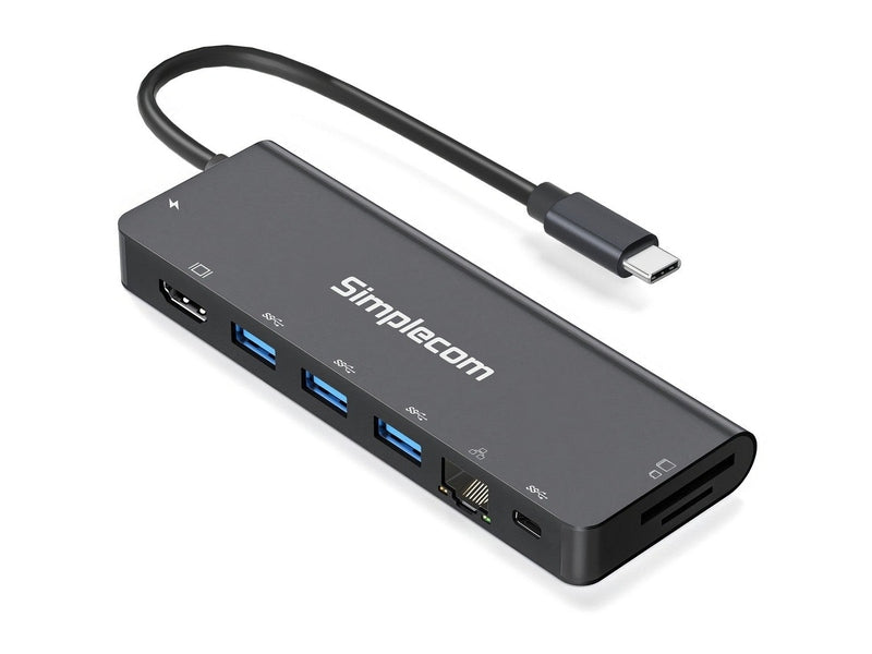 Simplecom CHT590 USB-C SuperSpeed 9-in-1 Multiport Docking Station HDMI 2.0