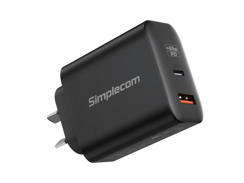 Simplecom CU265 Dual Port PD 65W GaN Fast Wall Charger