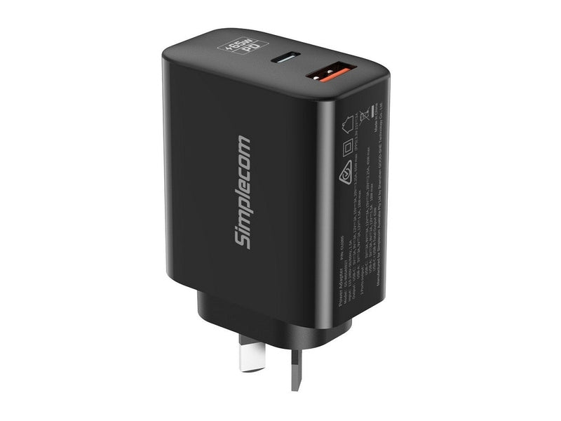 Simplecom CU265 Dual Port PD 65W GaN Fast Wall Charger