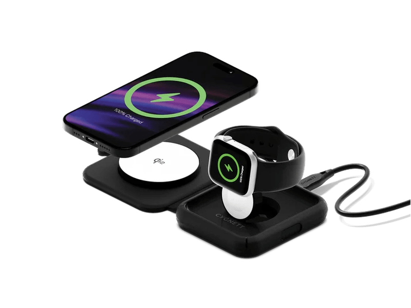 Cygnett MagTravel 15W 2-in-1 Wireless Charger - BlacK CY5138WIRDE