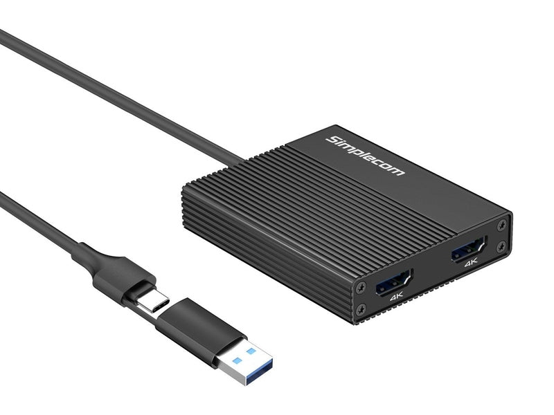 Simplecom DA369 USB 3.0 or USB-C to Dual 4K HDMI 2.0 Display Adapter