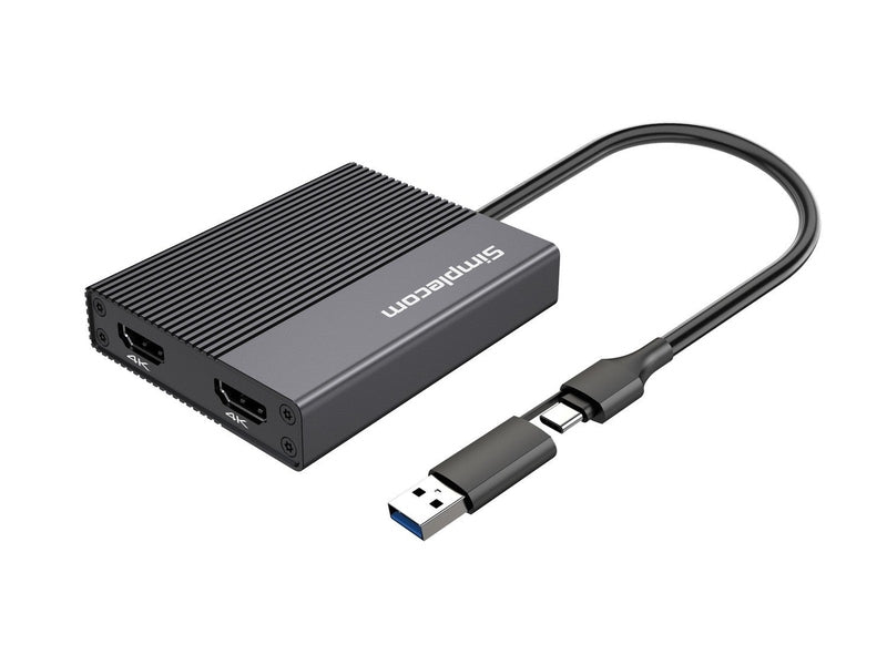 Simplecom DA369 USB 3.0 or USB-C to Dual 4K HDMI 2.0 Display Adapter