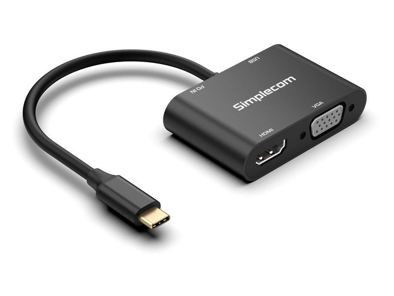 Simplecom DA440 4-in-1 USB-C Multiport Adapter with Power Delivery USB 3.0 VGA HDMI