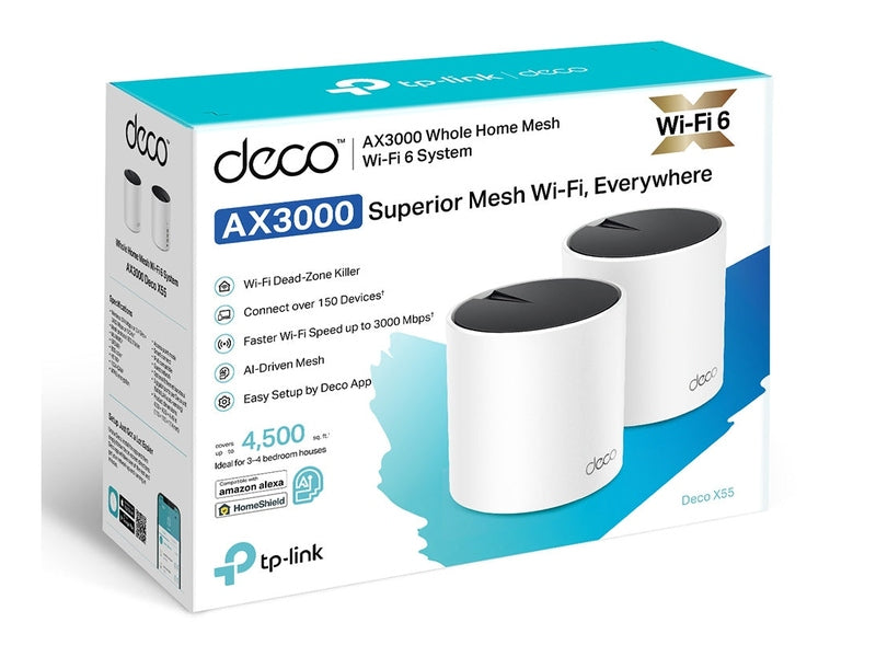 TP-Link Deco X55 AX3000 Whole Home Mesh Wi-Fi 6 System 2-Pack