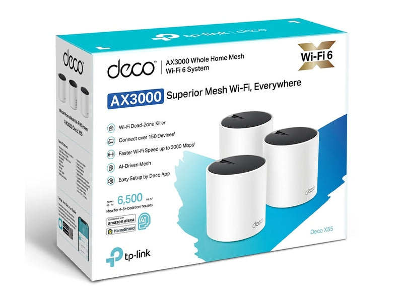 TP-Link Deco X55 AX3000 Whole Home Mesh Wi-Fi 6 System 3-Pack