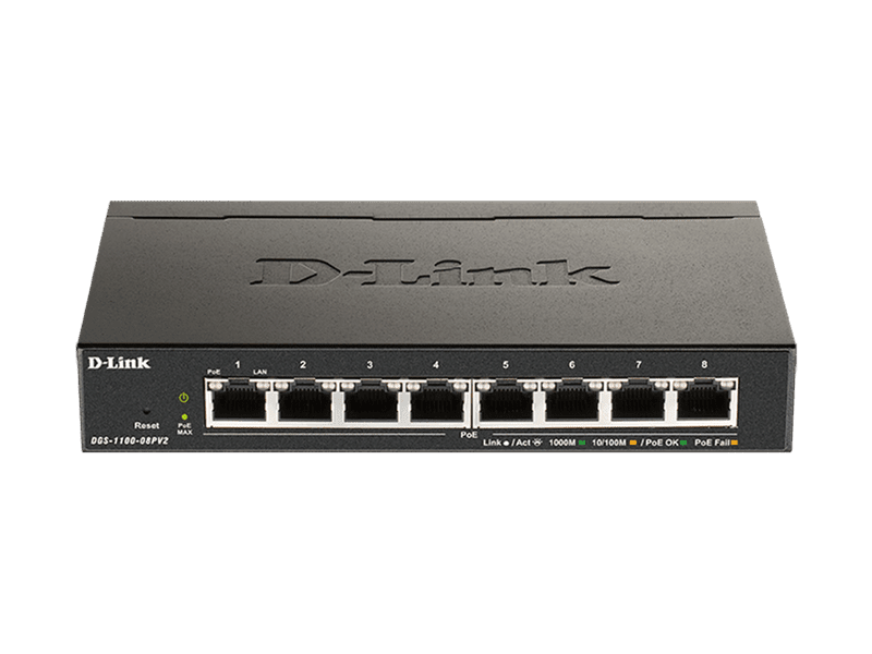 D-Link 8-Port Gigabit Smart Managed PoE Switch with 8 PoE Ports