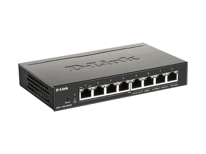 D-Link 8-Port Gigabit Smart Managed PoE Switch with 8 PoE Ports