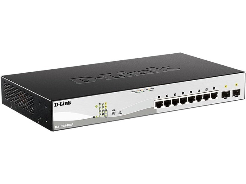 D-Link 10-Port Gigabit Smart Managed PoE Switch with 8 RJ45 PoE and 2 SFP Ports