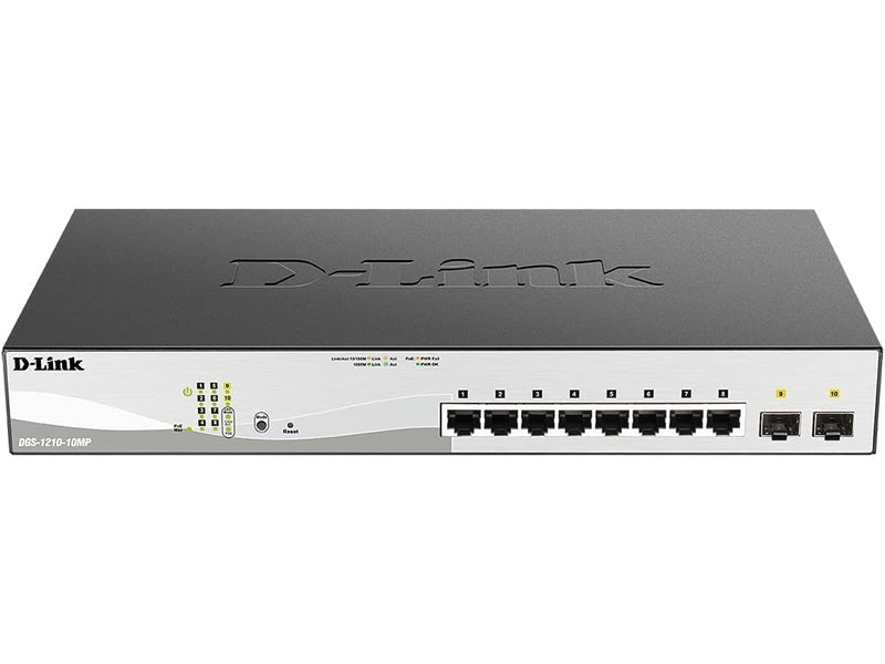 D-Link 10-Port Gigabit Smart Managed PoE Switch with 8 RJ45 PoE and 2 SFP Ports