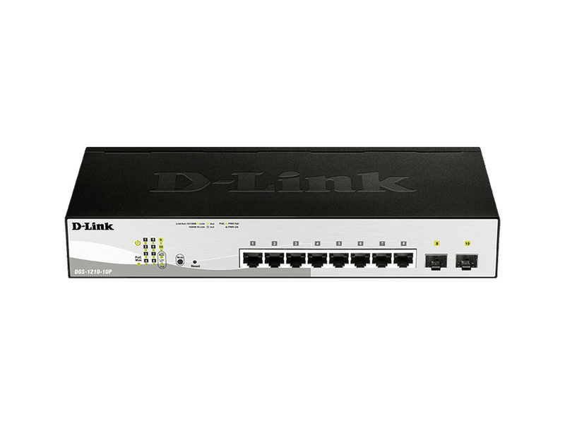 D-Link 10-Port Gigabit Smart Managed PoE Switch with 8 RJ45 PoE and 2 SFP Ports