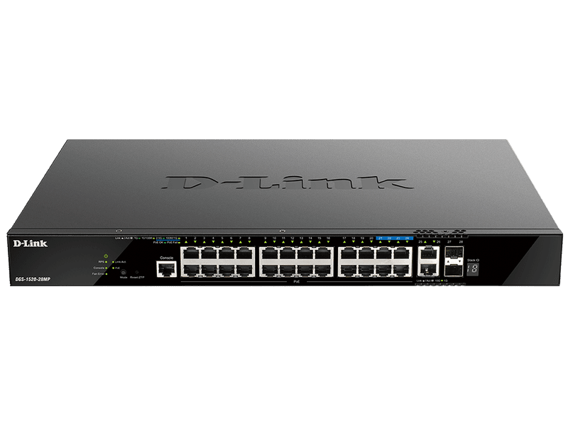 D-Link DGS-1520 28-Port Stackable Smart Managed Switch with 20 Base-T PoE