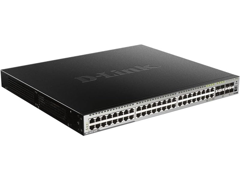 D-Link DGS-3630 52-Port Stackable Managed Switch with Standard Image 44 BASE-T PoE 4 Combo BASE-T PoE/SFP and 4 10G SFP+ Ports