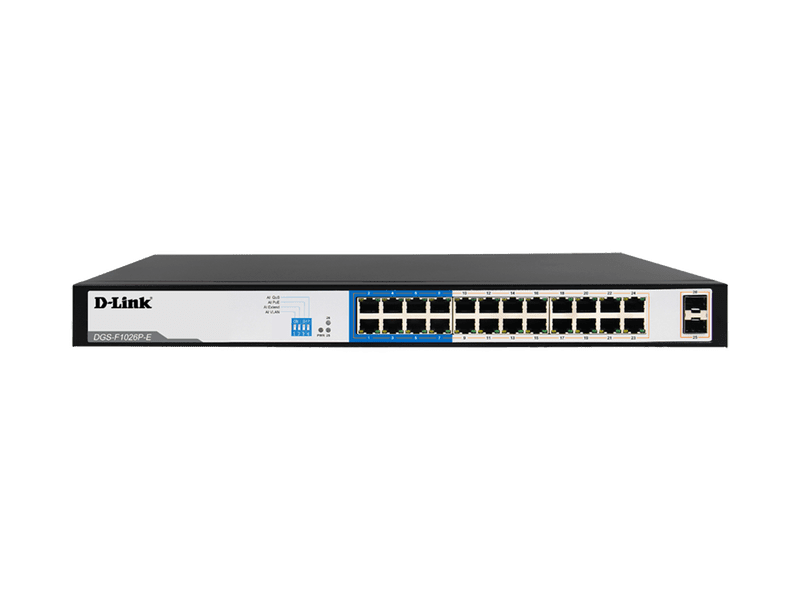 D-Link 26-Port Unmanaged PoE Switch with 24 RJ45 PoE and 2 SFP Ports