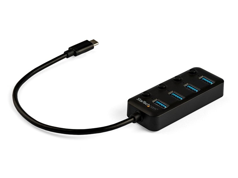 StarTech 4 Port USB C Hub 4x USB 3.0 Type-A With Individual On/Off Port Switches