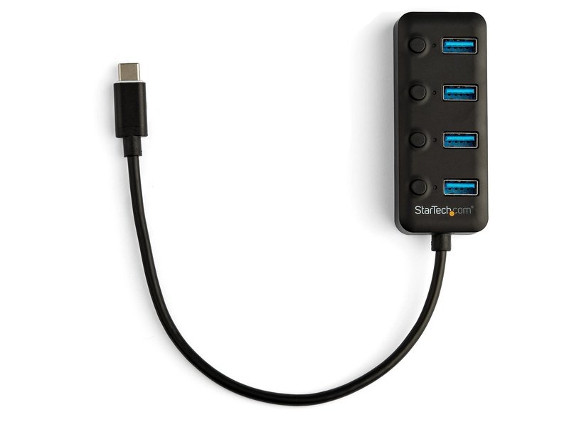 StarTech 4 Port USB C Hub 4x USB 3.0 Type-A With Individual On/Off Port Switches