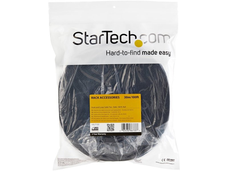 StarTech Hook-And-Loop Cable Management Tie Cable Wrap 30.5M Roll