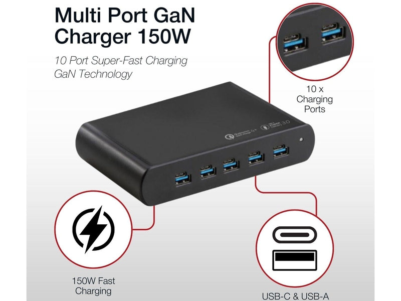 Shintaro 150W 5-Port USB-A and USB-C GaN Charger