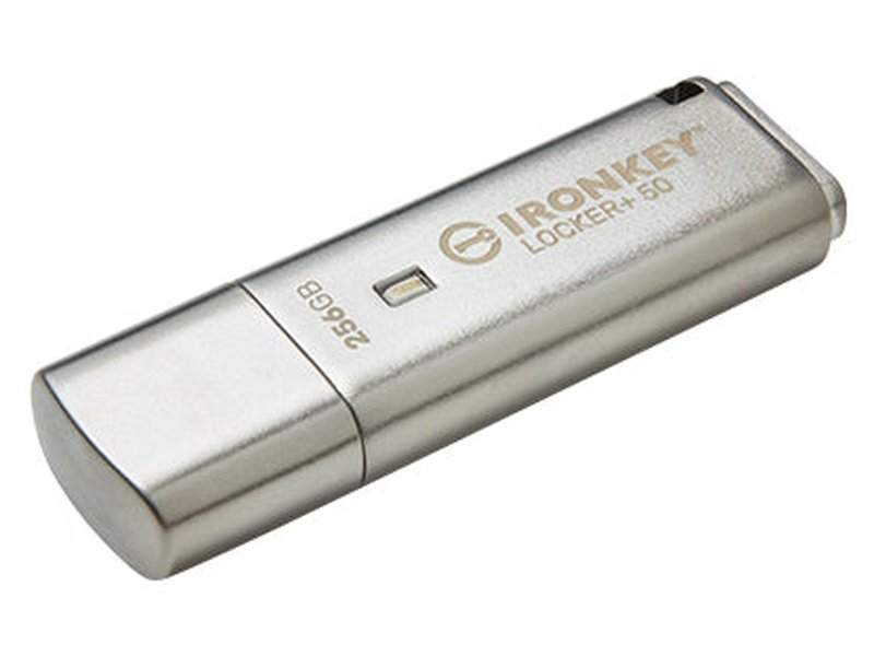 Kingston IronKey Locker+ 50 Encrypted USB Automatic USBtoCloud Back Up 256GB