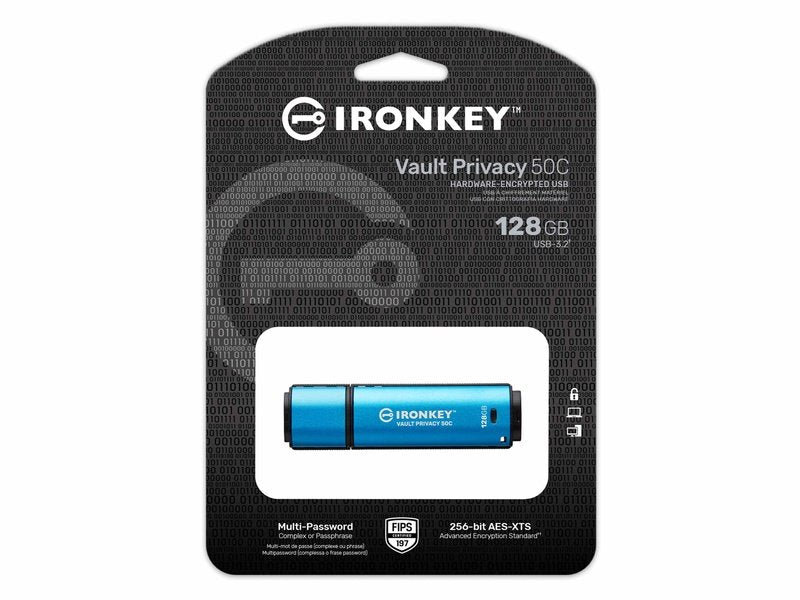 Kingston IronKey Vault Privacy 50 Encrypted USB-C FIPS197 128GB