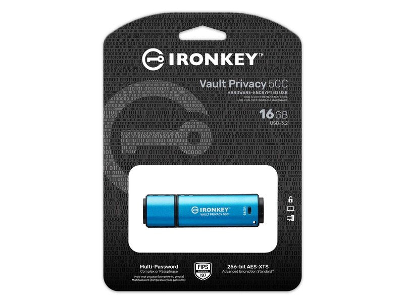 Kingston IronKey Vault Privacy 50 Encrypted USB-C FIPS197 16GB