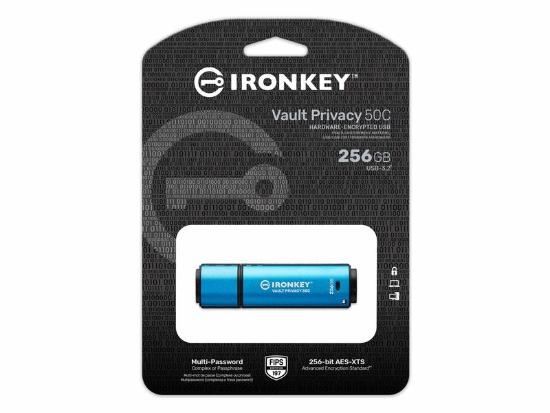 Kingston IronKey Vault Privacy 50 Encrypted USB-C FIPS197 256GB