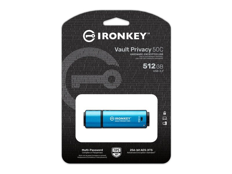 Kingston IronKey Vault Privacy 50 Encrypted USB-C FIPS197 512GB