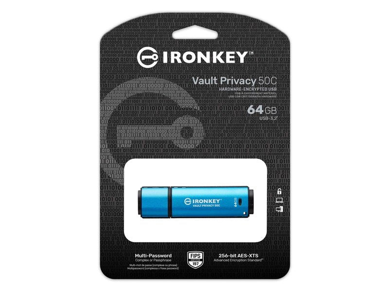 Kingston IronKey Vault Privacy 50 Encrypted USB-C FIPS197 64GB