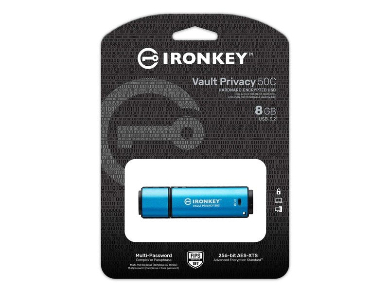 Kingston IronKey Vault Privacy 50 Encrypted USB-C FIPS197 8GB