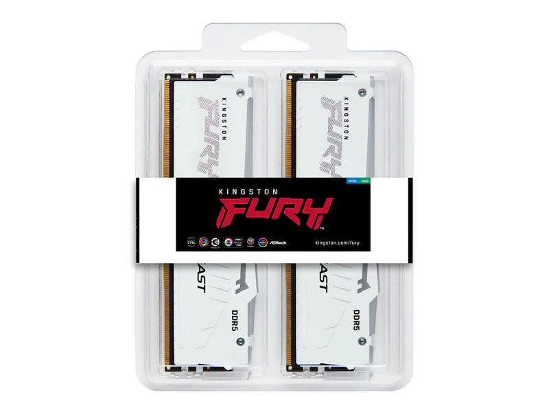 Kingston FURY Beast RGB 64GB 2x 32GB DDR5 6000MHz Memory - White