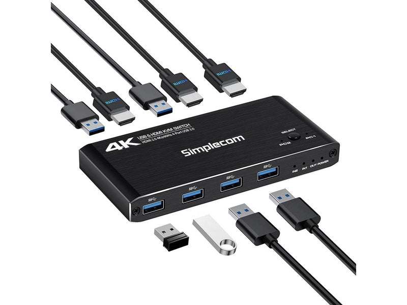 Simplecom KM420 2-Port HDMI KVM Switch HDMI 2.0 4K@60Hz 4-Port