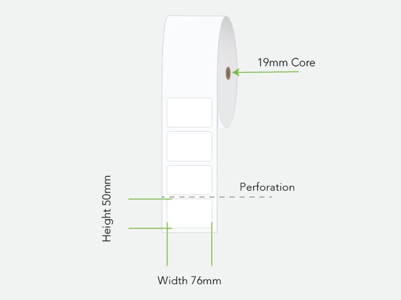 LA7650TP1AC19MM Calibor Label Therm Perm 76X50 170/R 19MM 24R/BOX