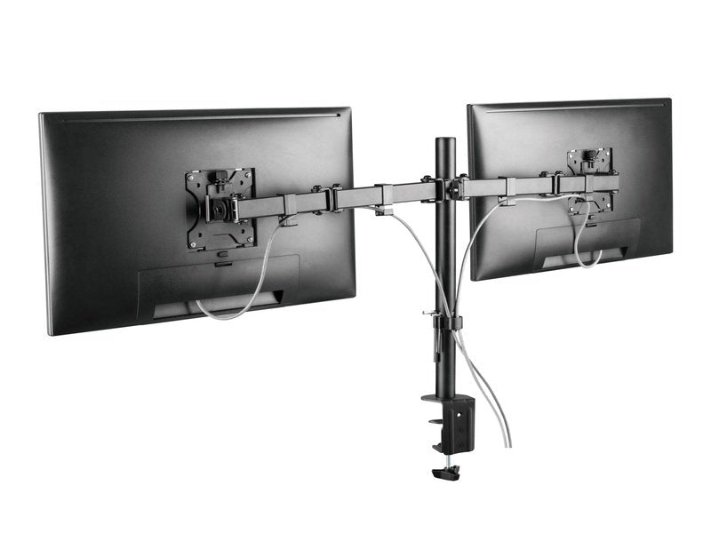 Brateck Dual Screens Economical Double Joint Articulating Steel Monitor Arm Fit Most 13’’-32’’ Monitors Up to 8kg per screen VESA 75x75/100x10