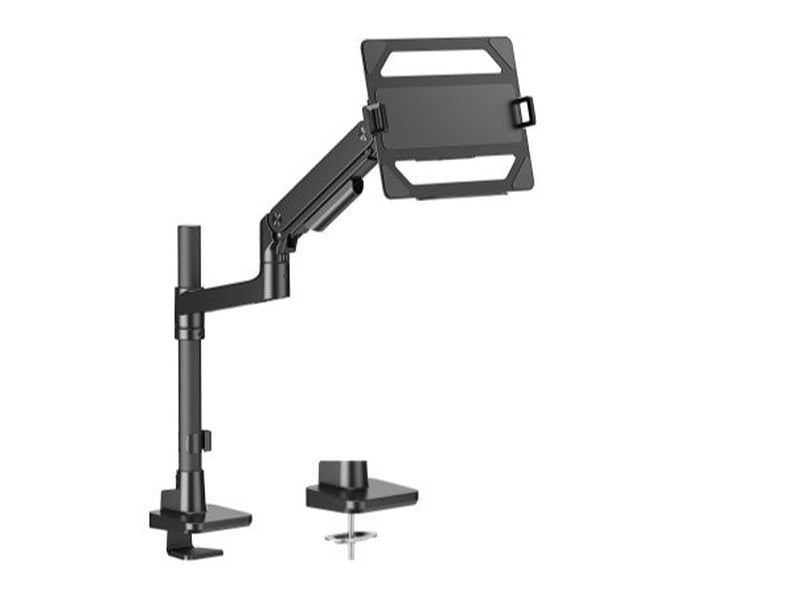 Brateck LDT81-C012P-ML-B Pole-Mounted Heavy-Duty Gas Spring Monitor Arm with Laptop Holder for Most 17"~49" Monitors, Fine Texture Black New