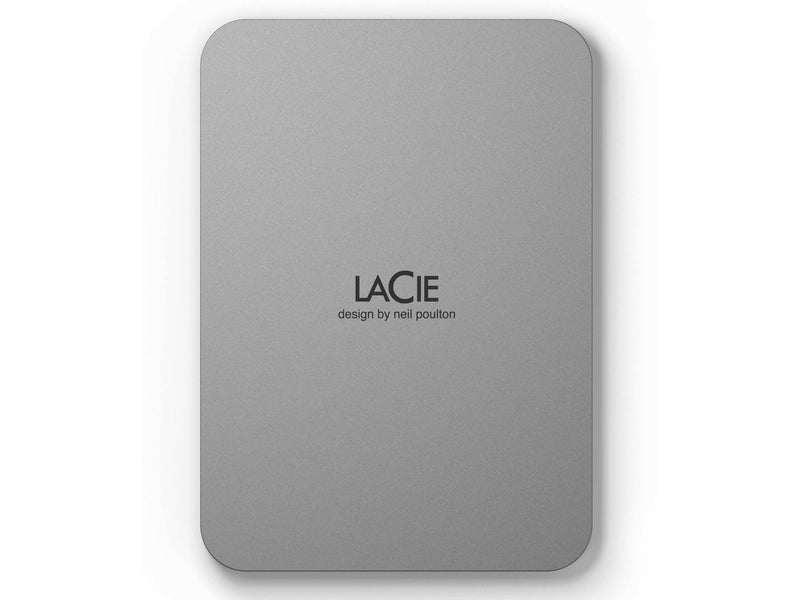 Lacie Mobile Drive V2 External Portable 1TB USB-C Moon Silver 3Yr