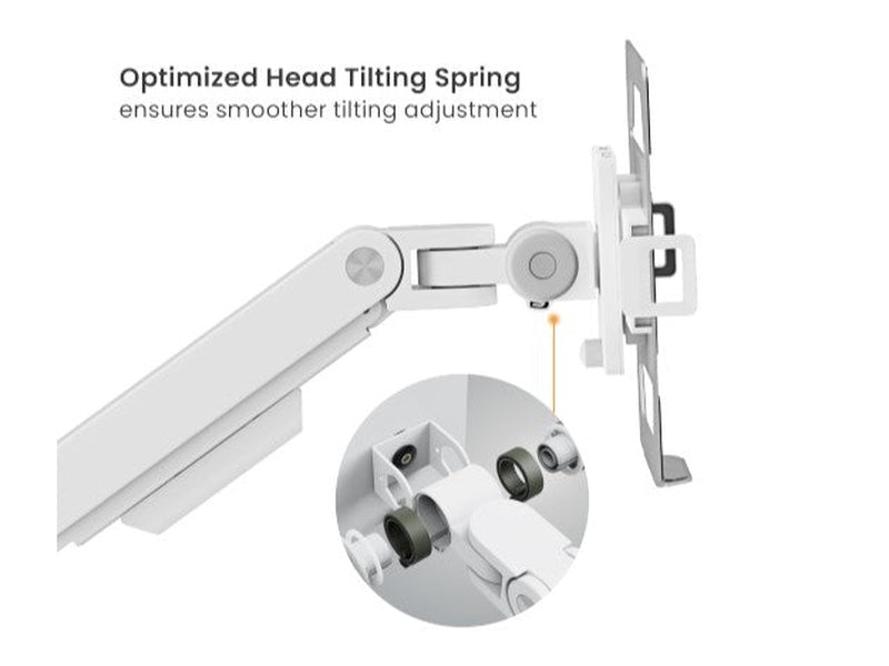 Brateck LDT81-C012P-ML-W Pole-Mounted Heavy-Duty Gas Spring Monitor Arm with Laptop Holder for Most 17"~49" Monitors, Fine Texture White New