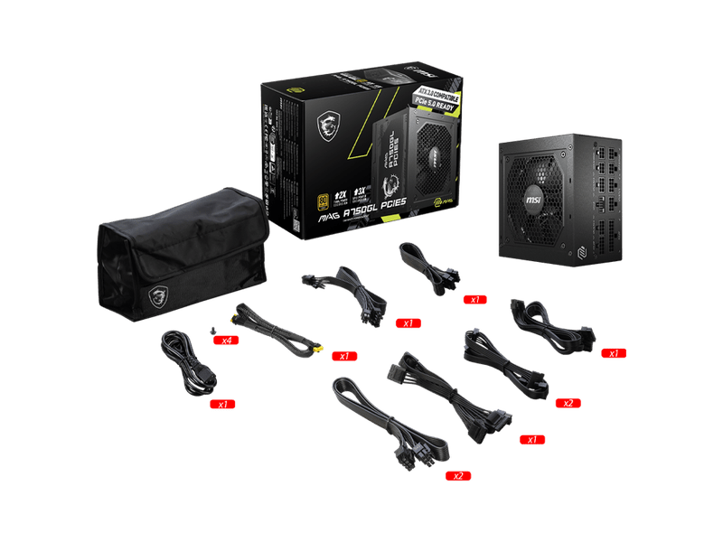 MSI MAG A750GL 750W 80+ Gold ATX 3.0 PCIe 5.0 Fully Modular Power Supply