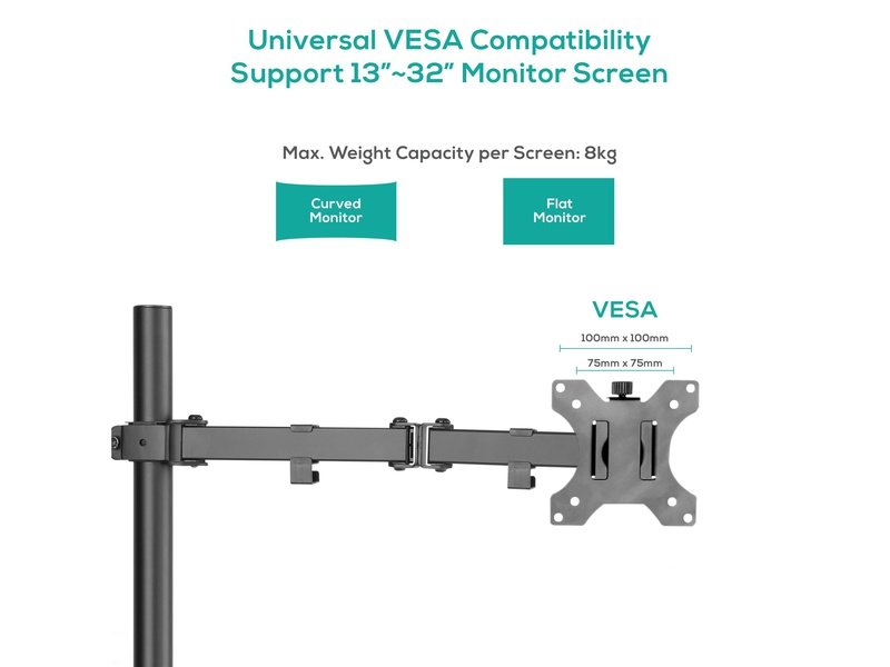 mbeat® activiva ErgoLife Single Monitor Screen Double Joint Monitor Arm