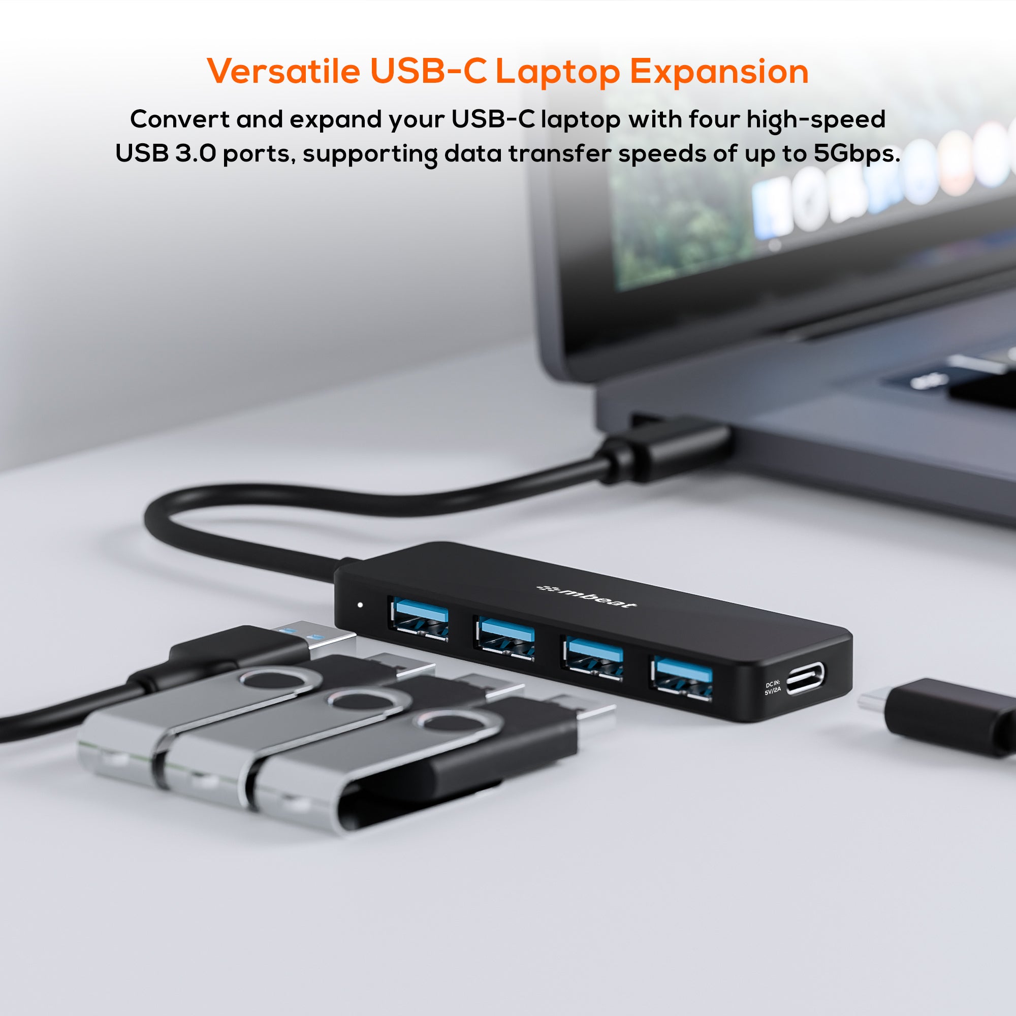 mbeat 4-Port USB-C Hub with USB-C DC Port