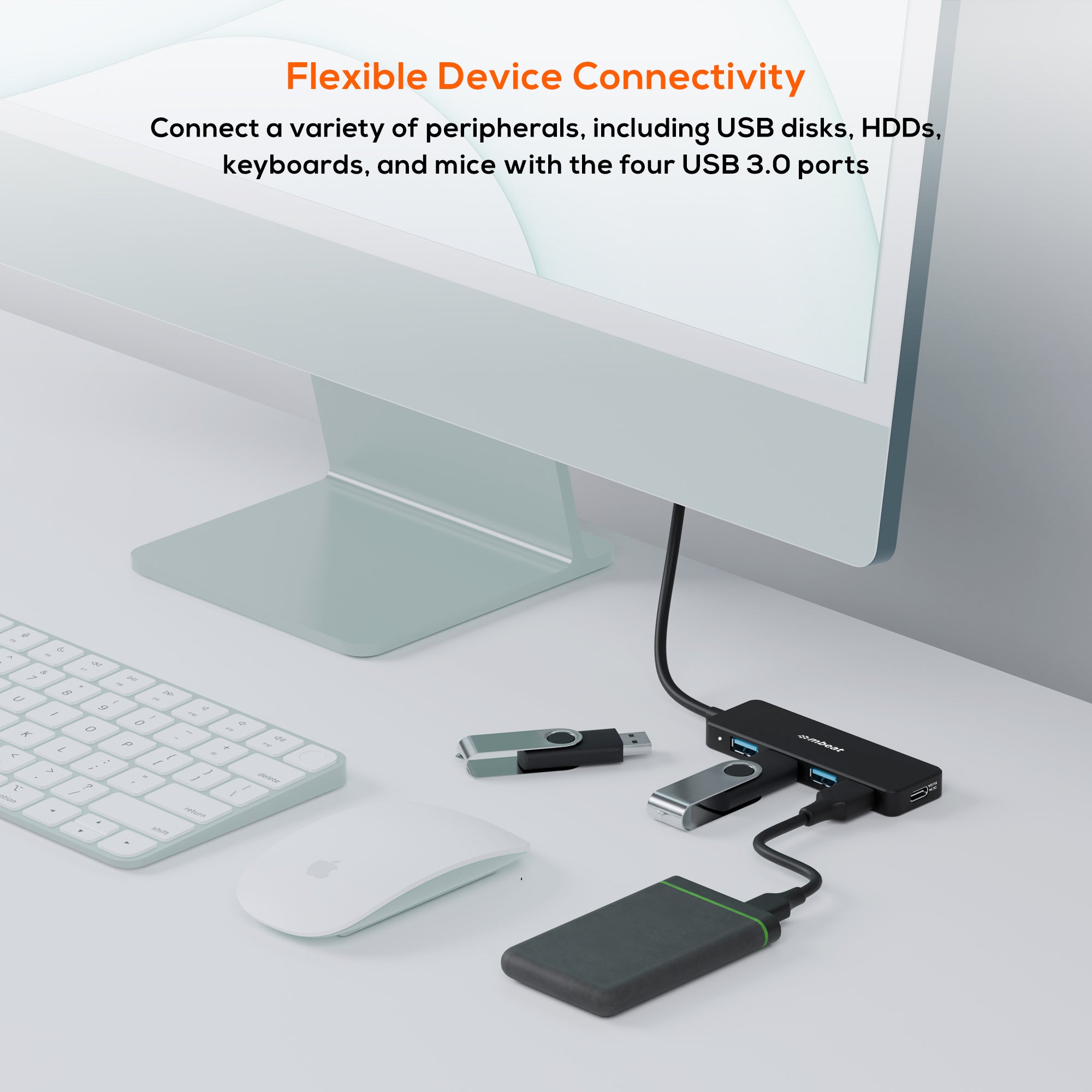 mbeat 4-Port USB-C Hub with USB-C DC Port