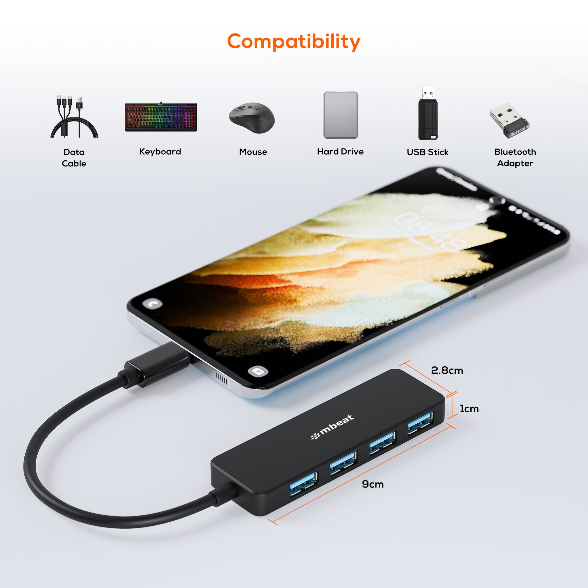 mbeat 4-Port USB-C Hub with USB-C DC Port